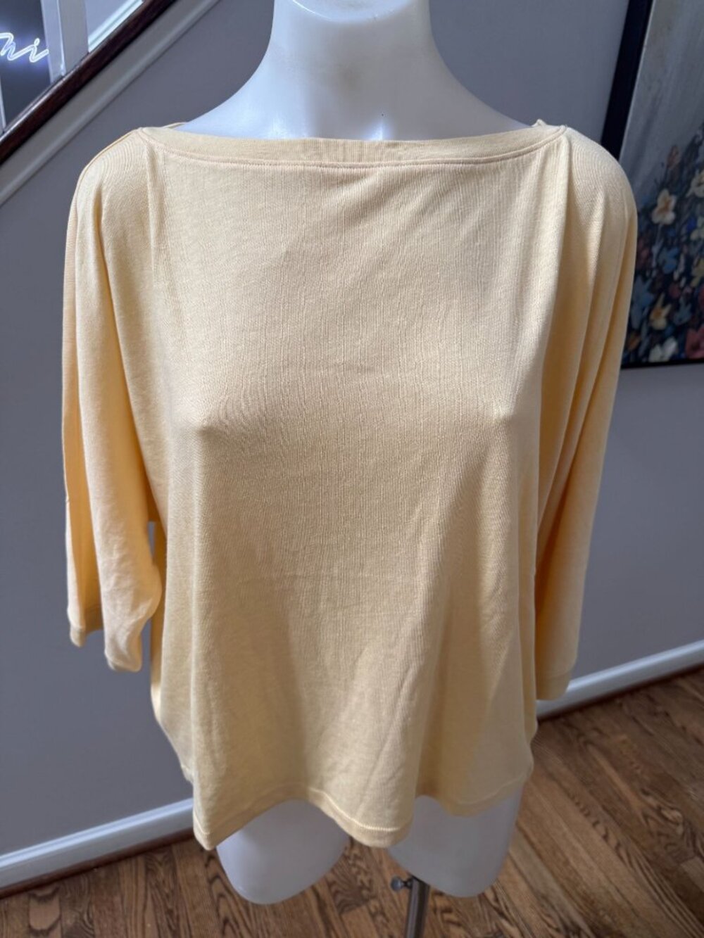 NWT Barefoot Dreams Malibu Collection Yellow Knit Top Size Medium